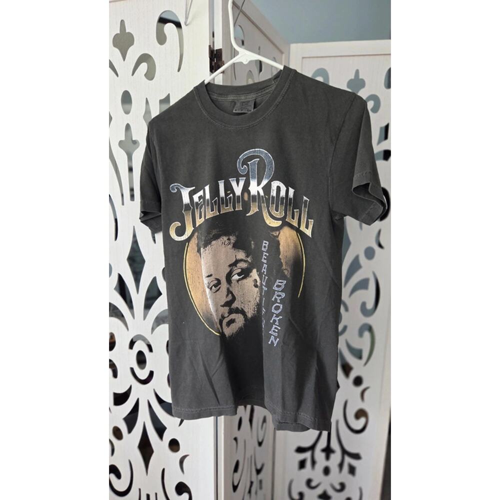 Jelly Roll Beautifully Broken 2025 Tour Graphic Band Tee Black Shirt S Nwot